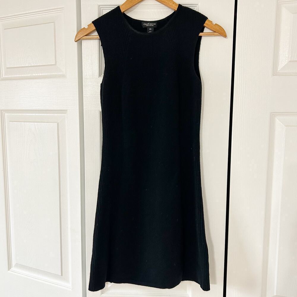 Lord & Taylor Cashmere Black Ribbed Sleeveless Mini Dress Women’s Size XS